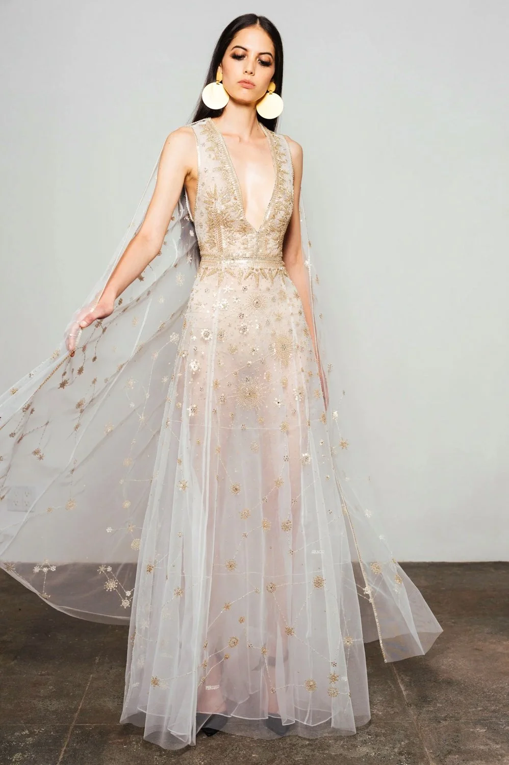 CONSTELLATION DRESS WITH CAPE