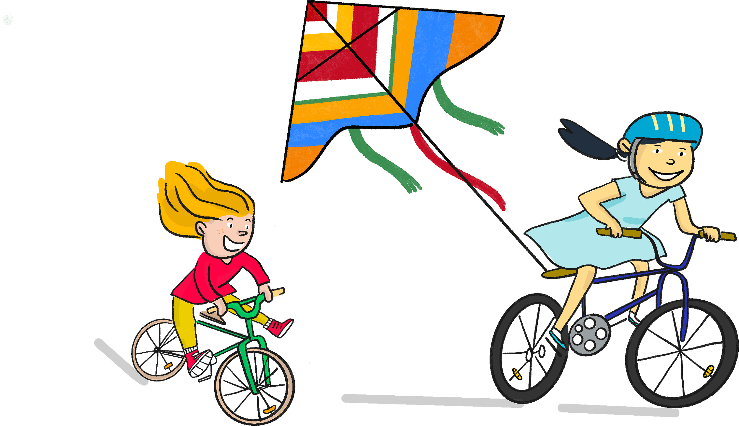 Vélos et cerf volant.