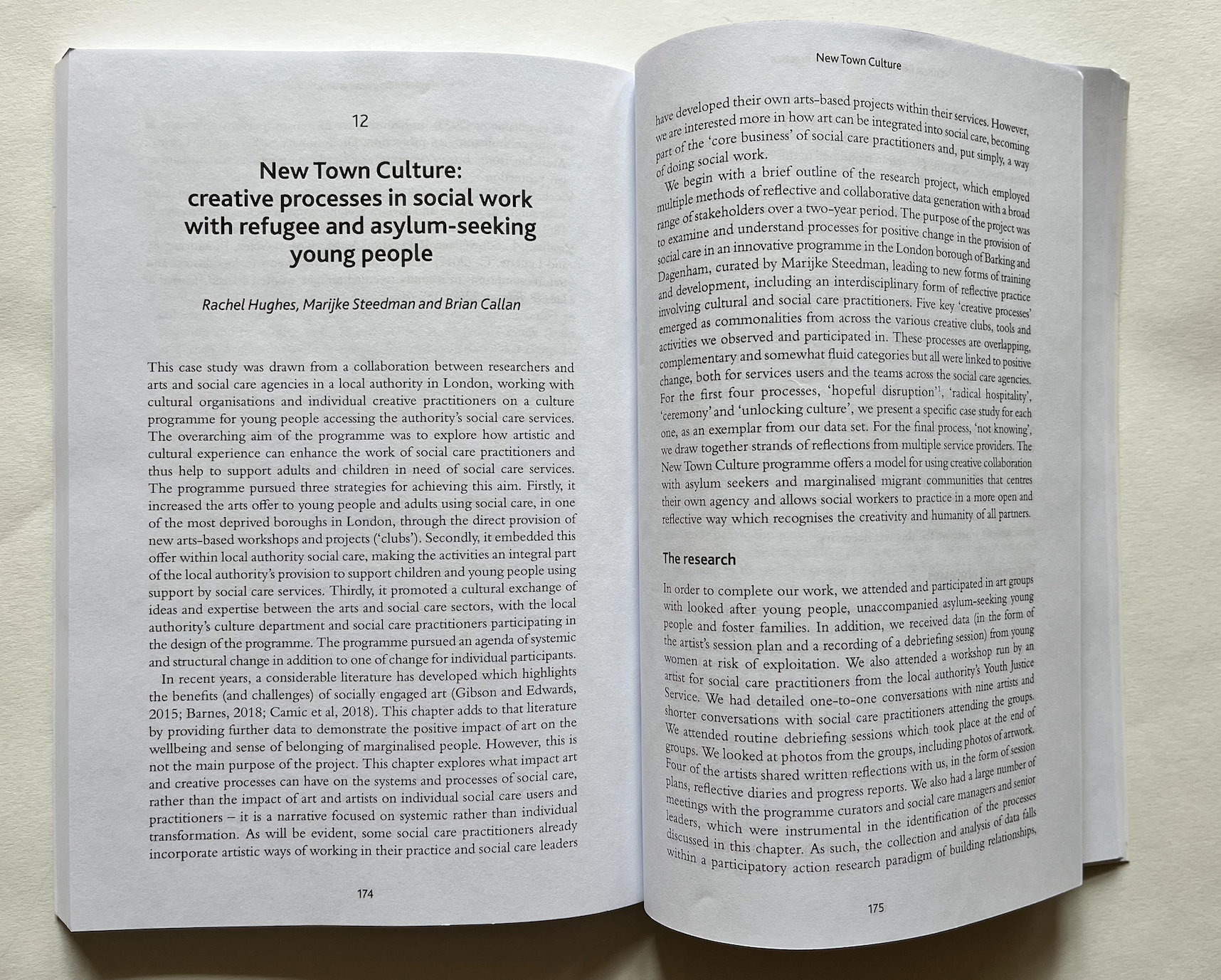 Image showing two pages from the book Critical Research and Creative Practice with Migrant and Refugee Communities