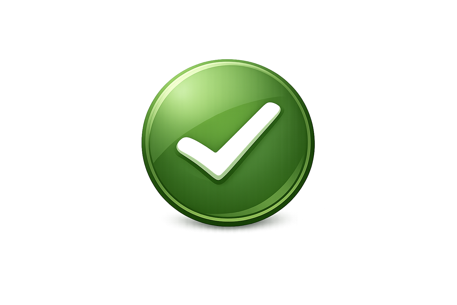 Green checkmark icon on a circular button.