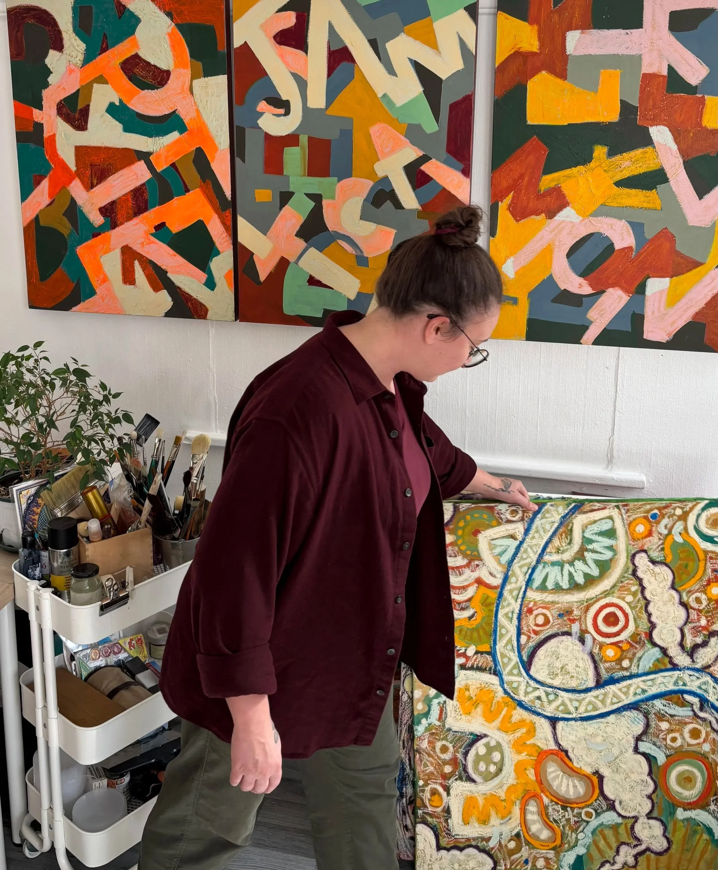abstract artist in her London studio