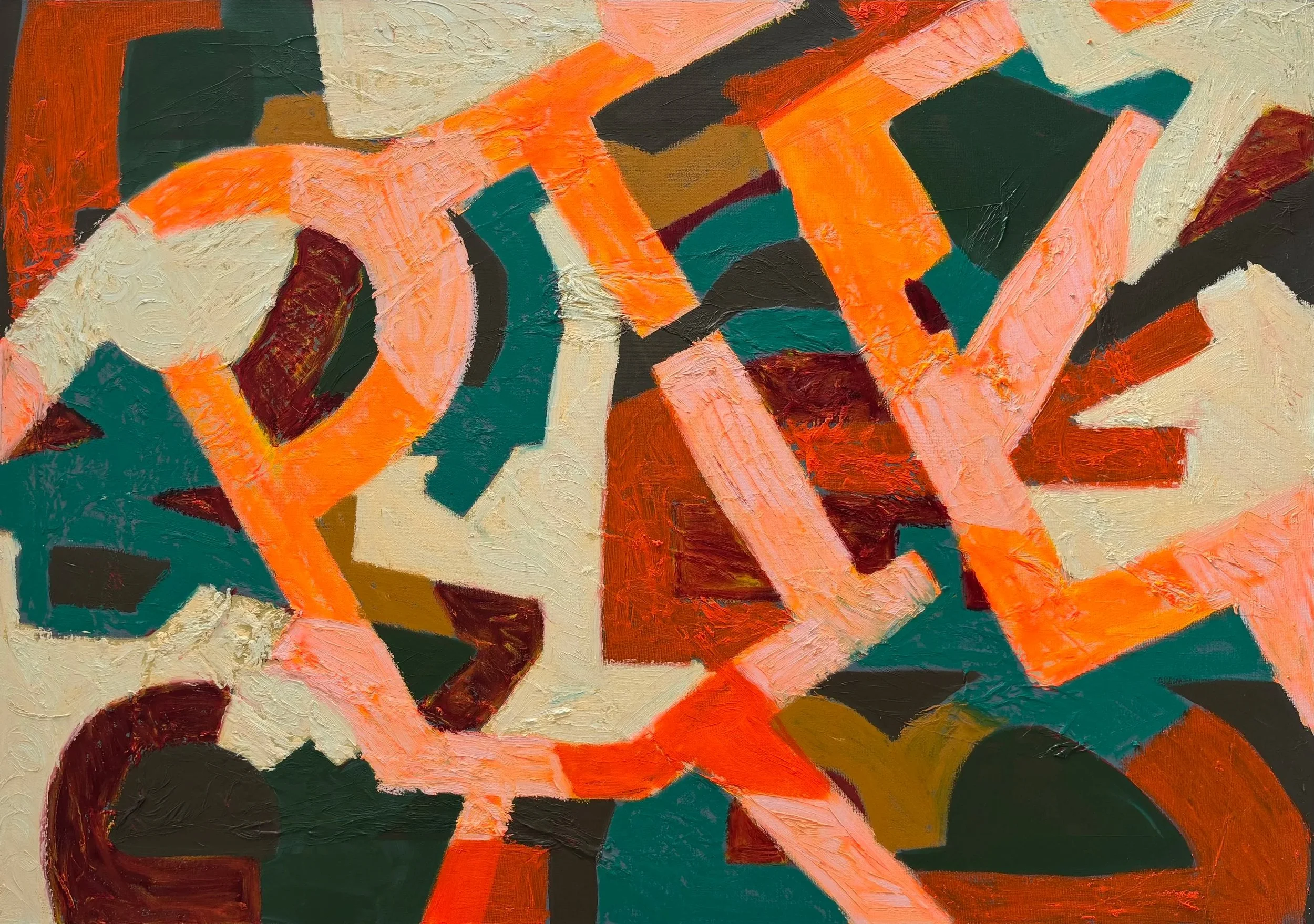contemporary abstract painting with letterforms