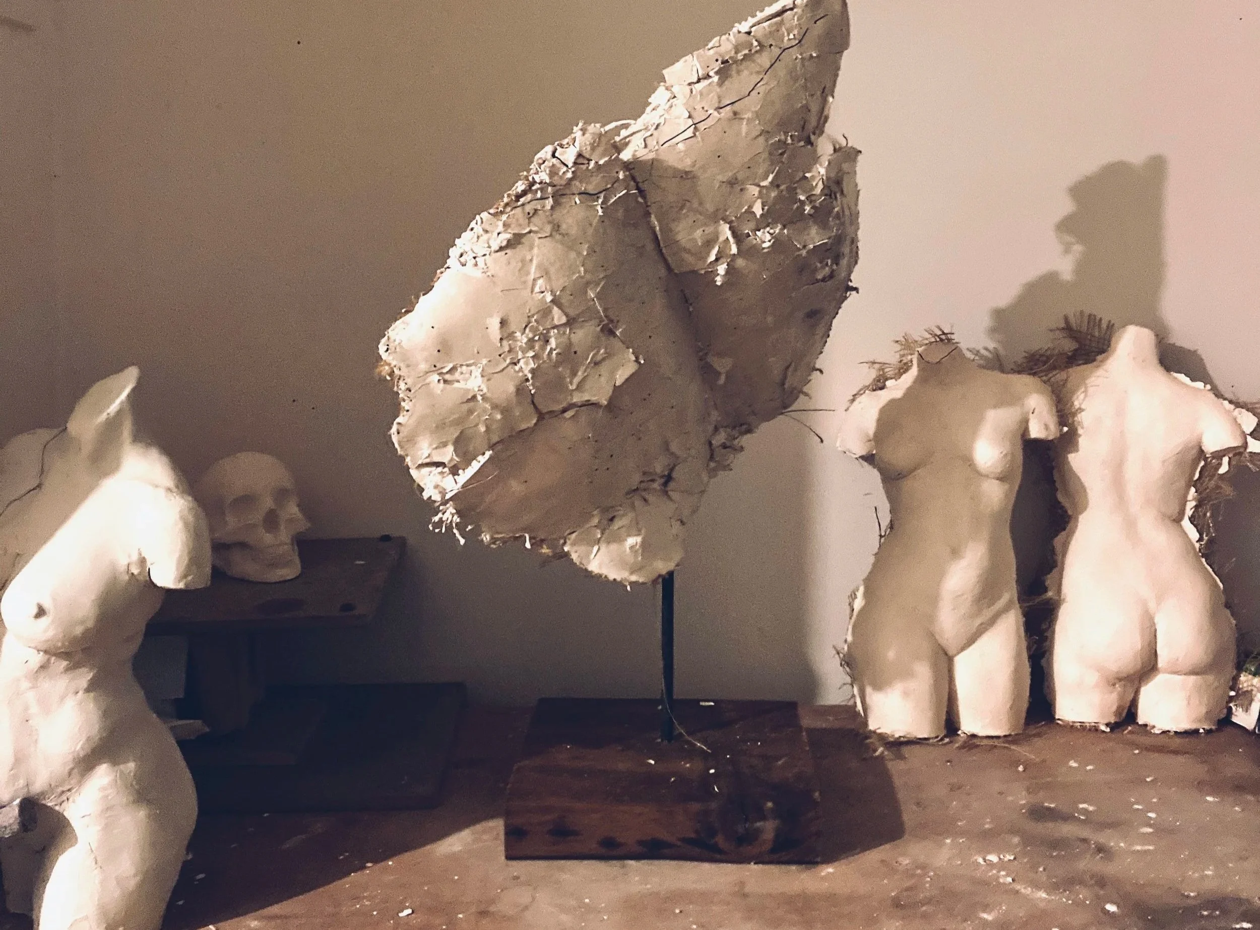 moulding and casting display in artist studio