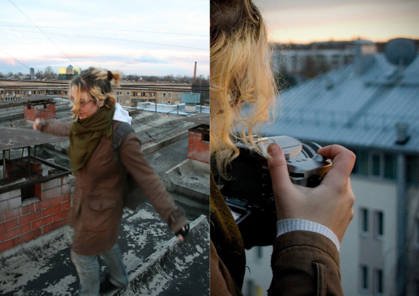 Taking pictures on top of abandoned building