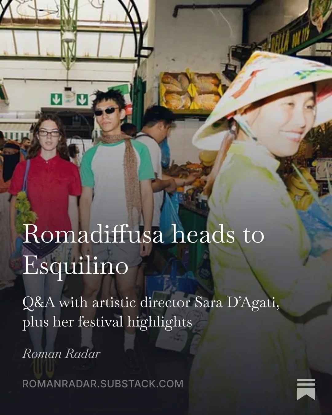 Romadiffusa heads to Esquilino on 10&ndash;11 October.

We caught up with artistic director Sara D&rsquo;Agati about putting this edition together and asked for her festival picks.

Full interview and picks via the link in bio.

@roma_diffusa @sarade