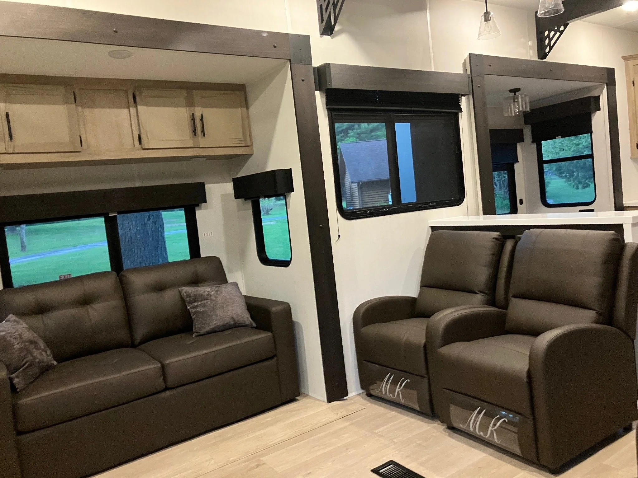 Comfortable seating area inside the Private Retreat Suite at Acres of Joy Ranch.