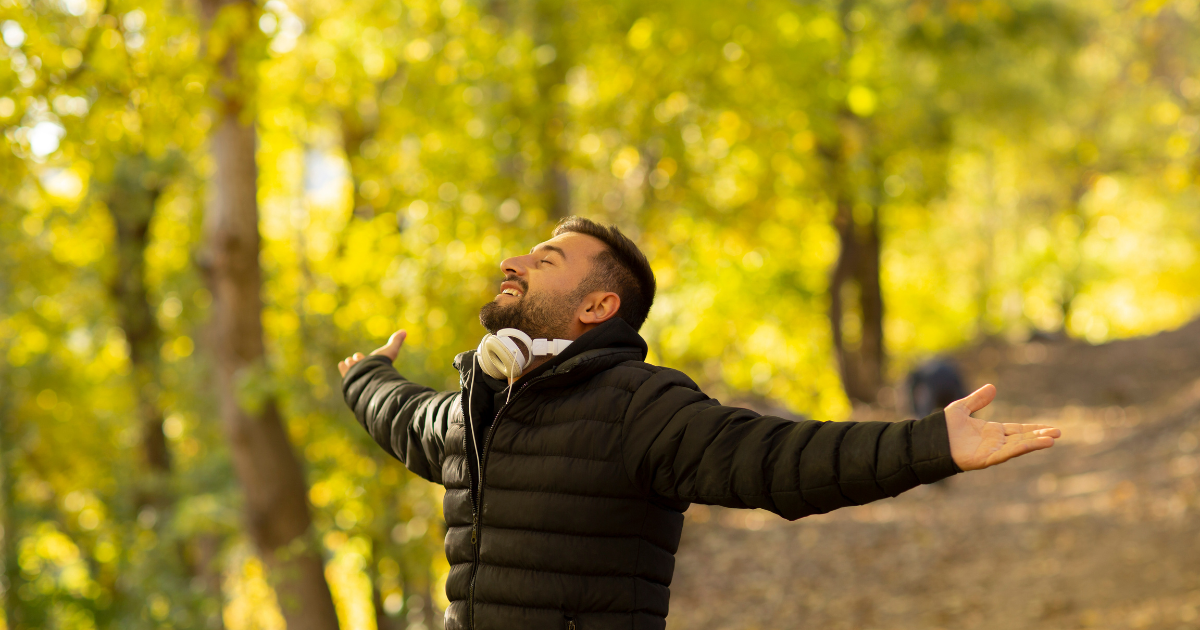 Man relaxing outdoors in nature – Stress Support collection