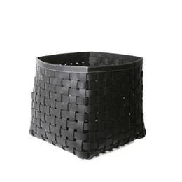 Woven recycled leather baskets