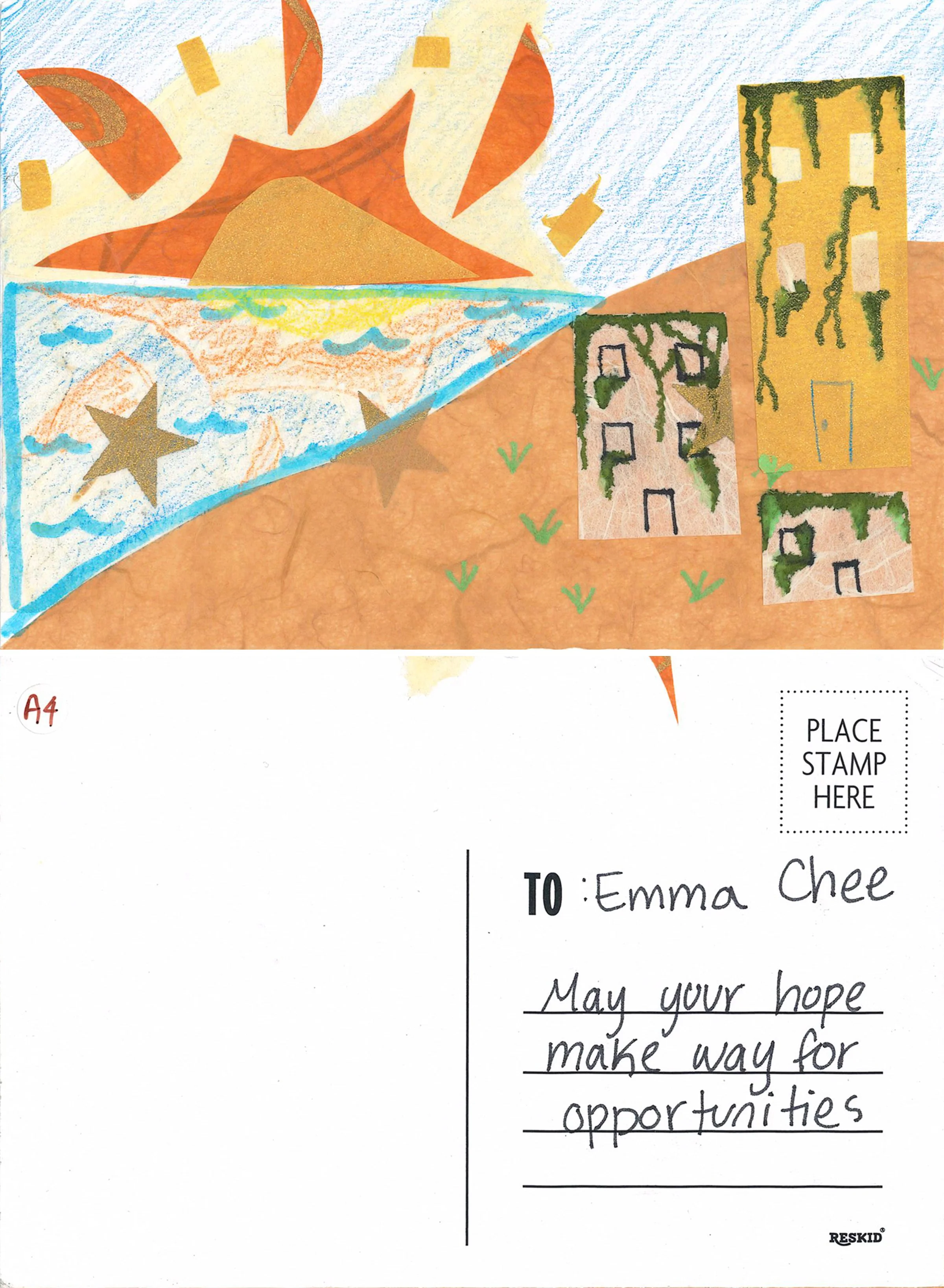 "A sunset with an abandoned building that's been covered by ivy or greenery in the future." Artist: Emma Chee