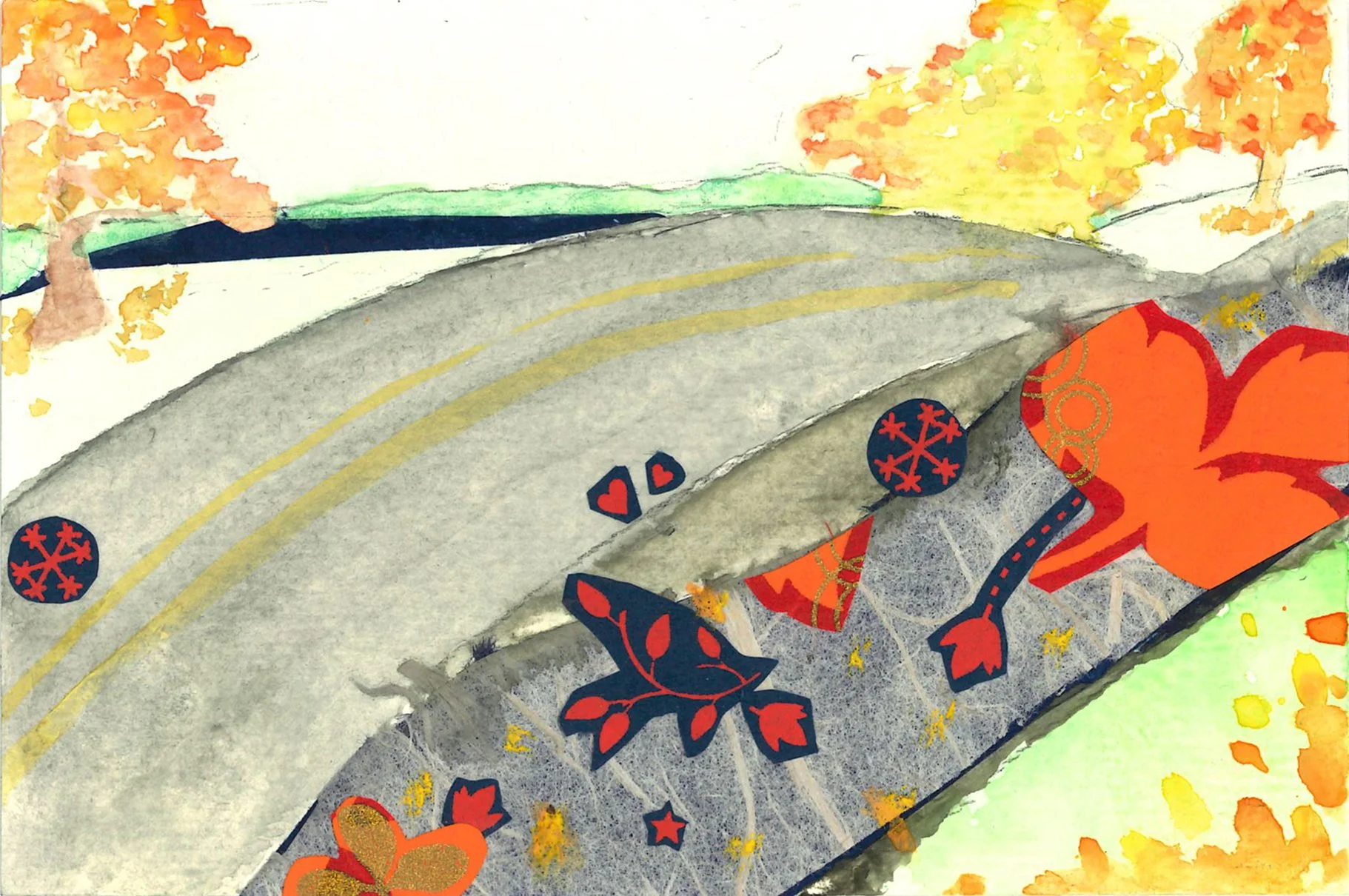 D5 (front): Grandparent's road; Fall in Vermont. 