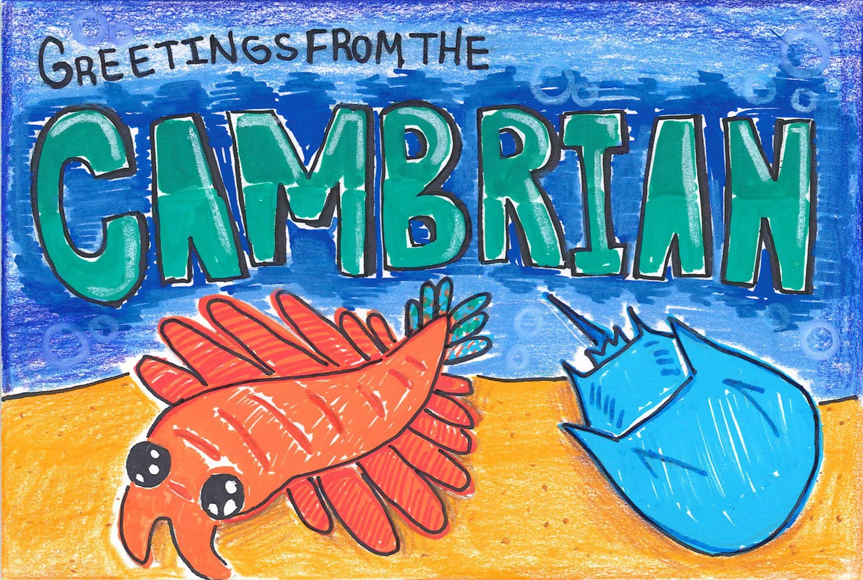 C4 (front): "Primordial creatures: don't come out of the soup. The world becomes so much more difficult." Artist: Lamley Andrews