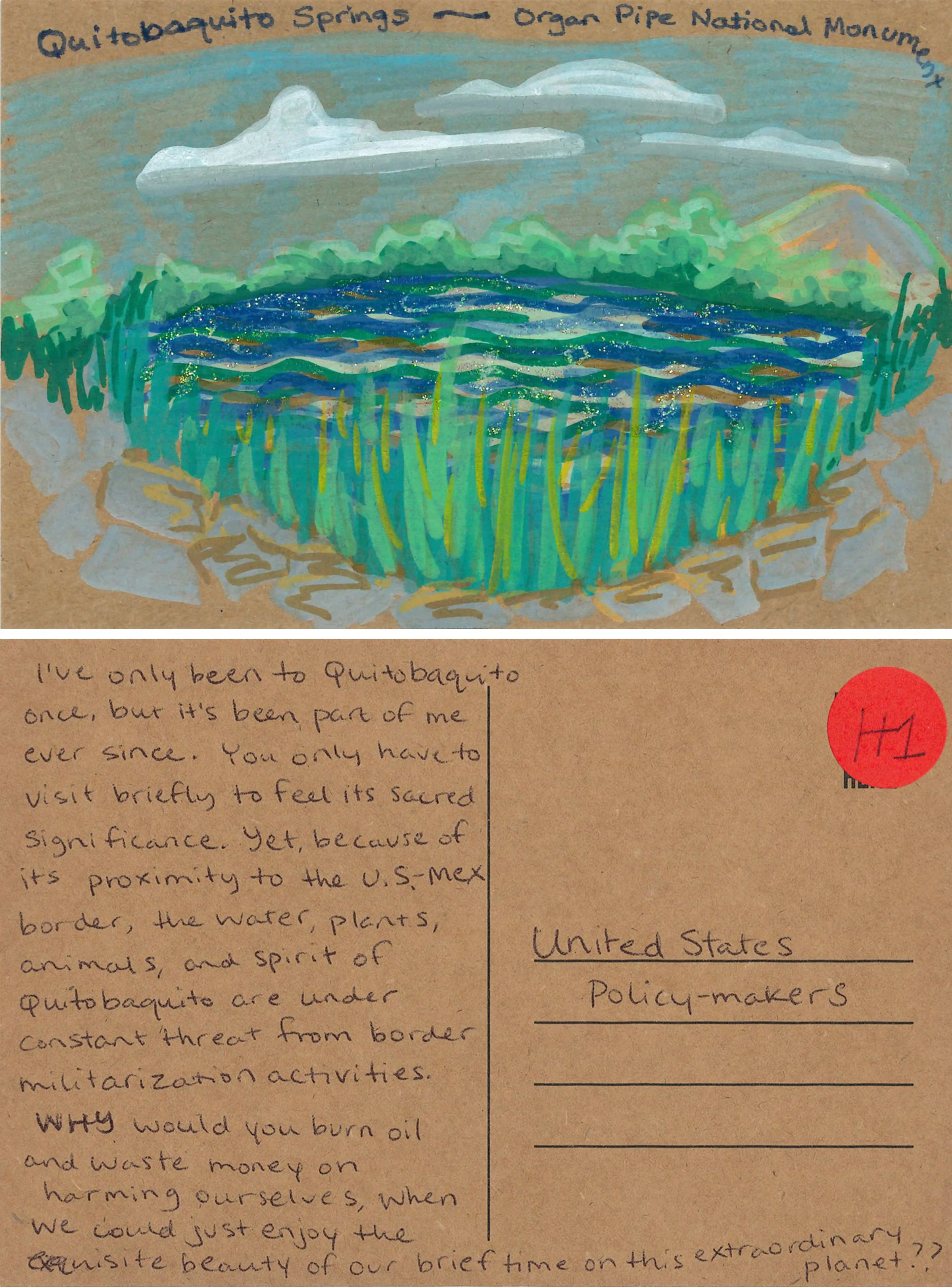 Quitobaquito Springs, Organ Pipe National Monument in Southern Arizona; a sacred place. Artist: Leona D. 