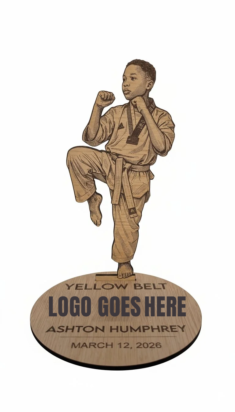 Custom Martial Arts Athlete Wood Engraving