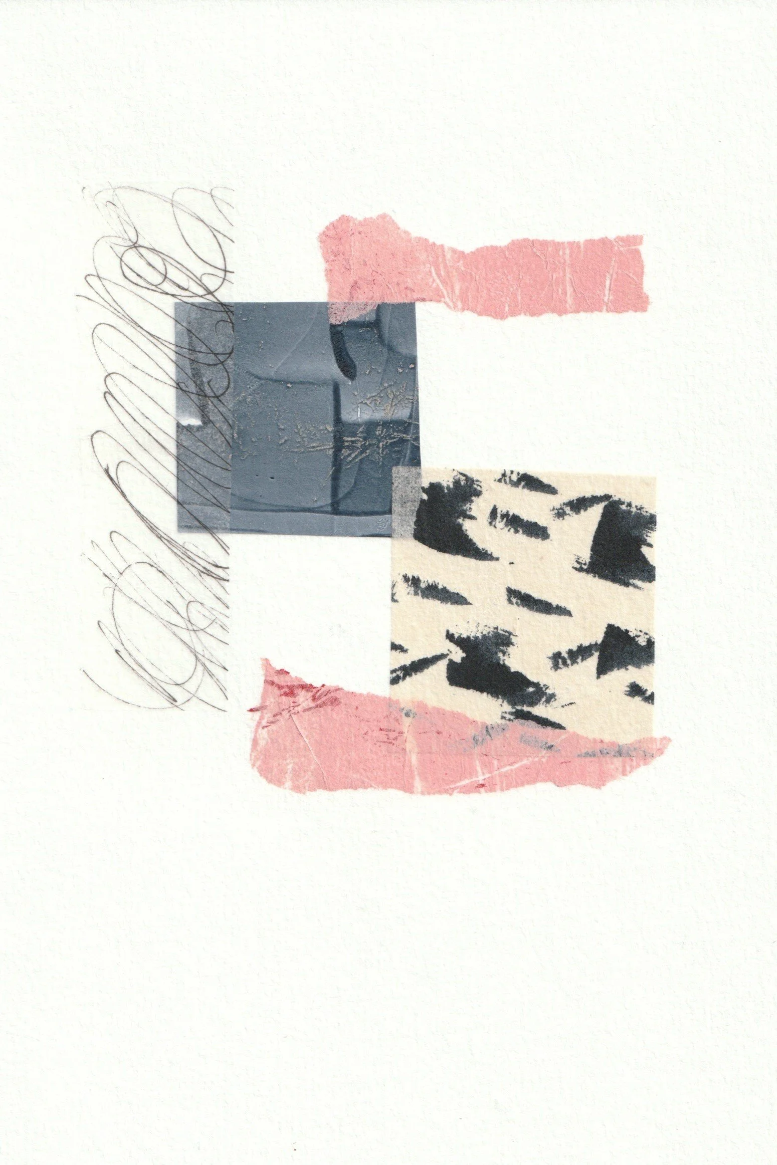 Accalmie · 14,8x21 cm · papier de soie, monotypes et peinture acrylique sur papier coton