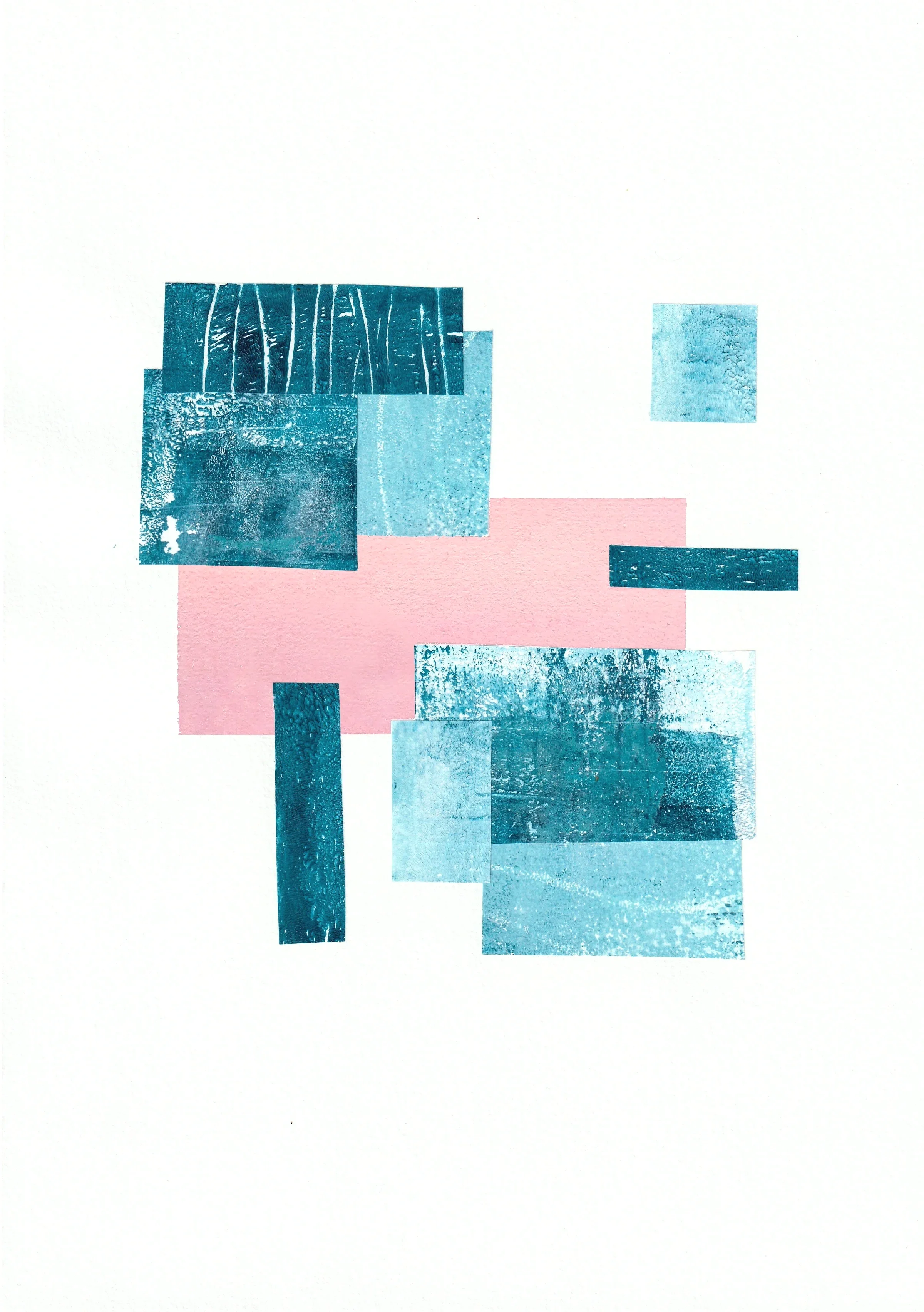 Faïence — étude, collage sur papier — A4 — papier aquarelle, acrylique, papiers divers — 2026.
