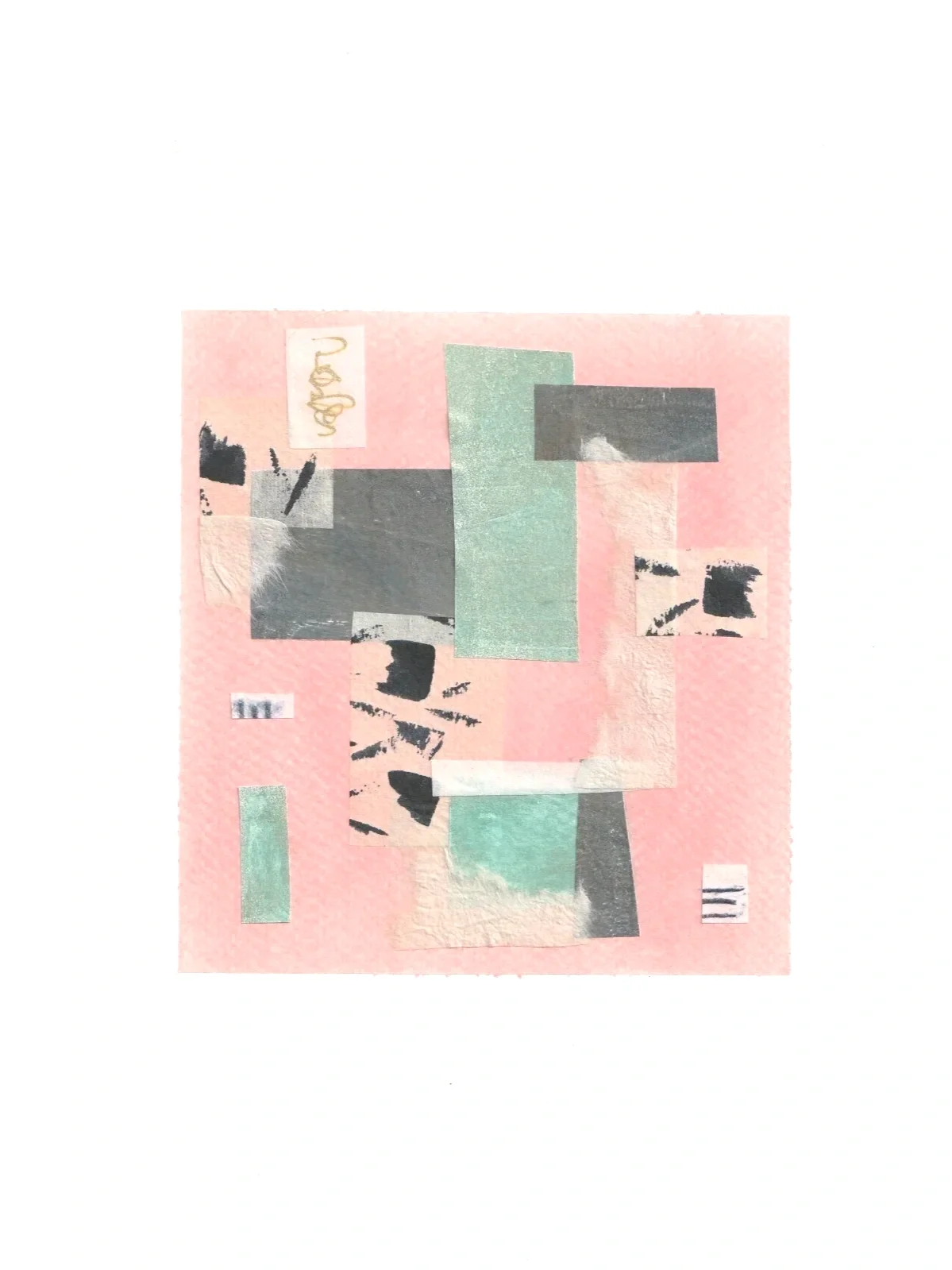Trame — étude, collage sur papier — A4 — papier aquarelle, acrylique, washi, papiers divers — 2026.