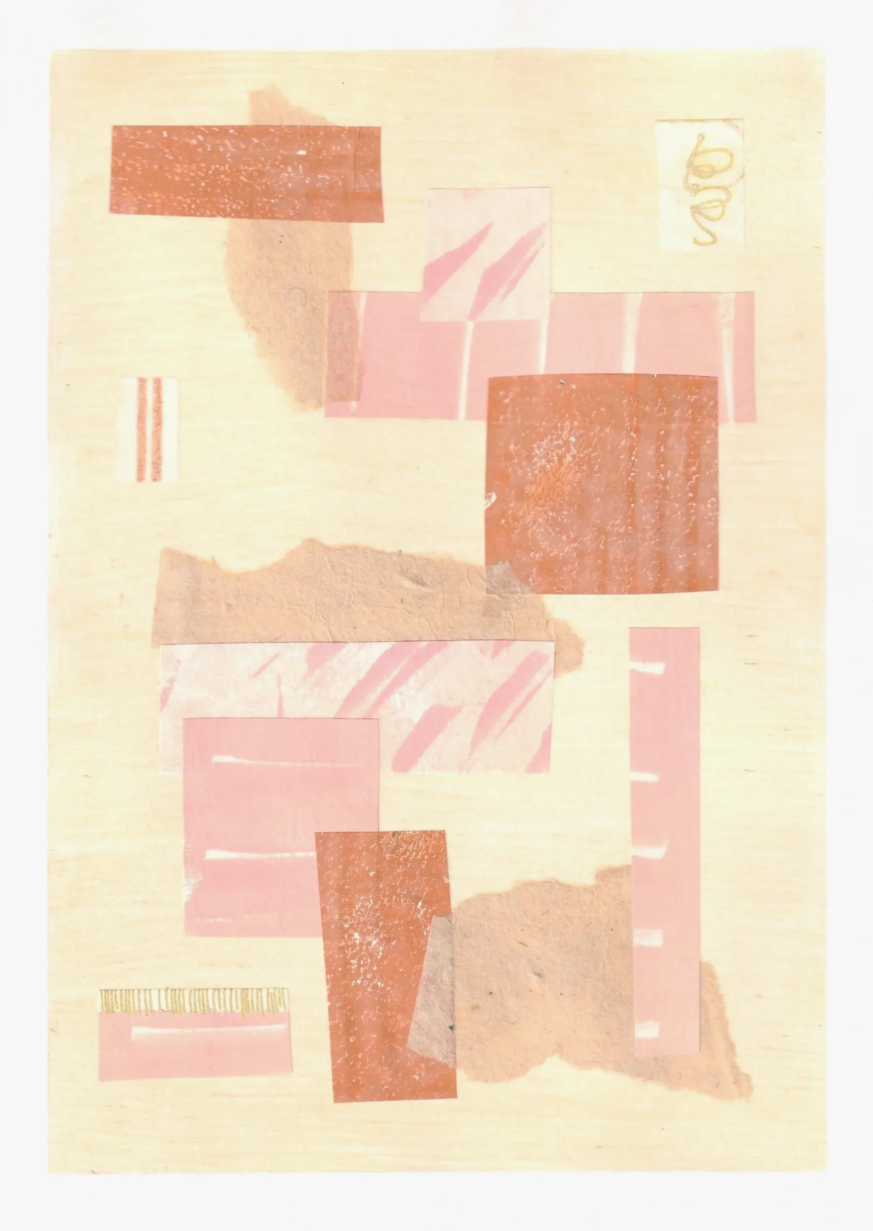 Reprise — collage sur papier — A5 — papier mixte, acrylique, washi, papier de soie — 2026.