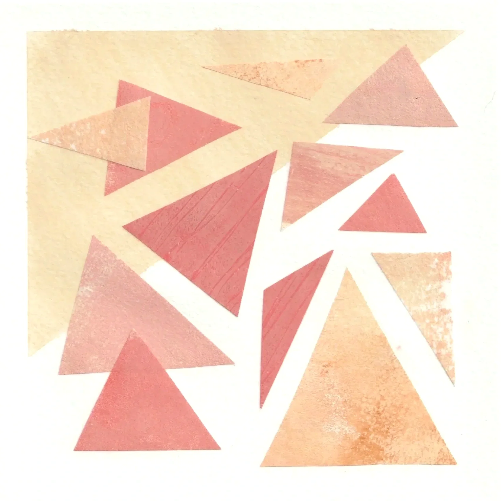Éclats — collage sur papier — 15 × 15 cm — papier aquarelle, acrylique, papiers divers — 2026.