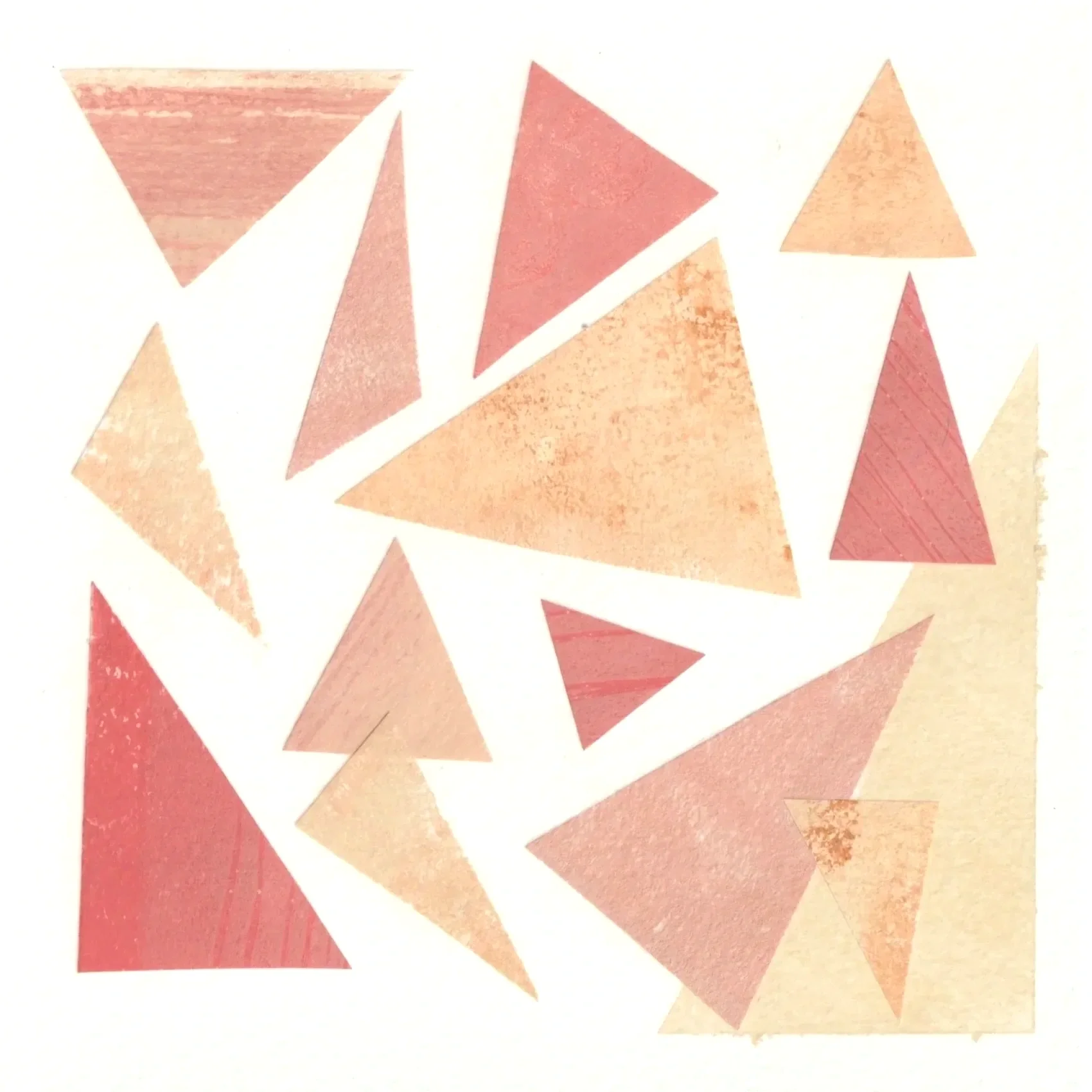 Dispersion — collage sur papier — 15 × 15 cm — papier aquarelle, acrylique, papiers divers — 2026.