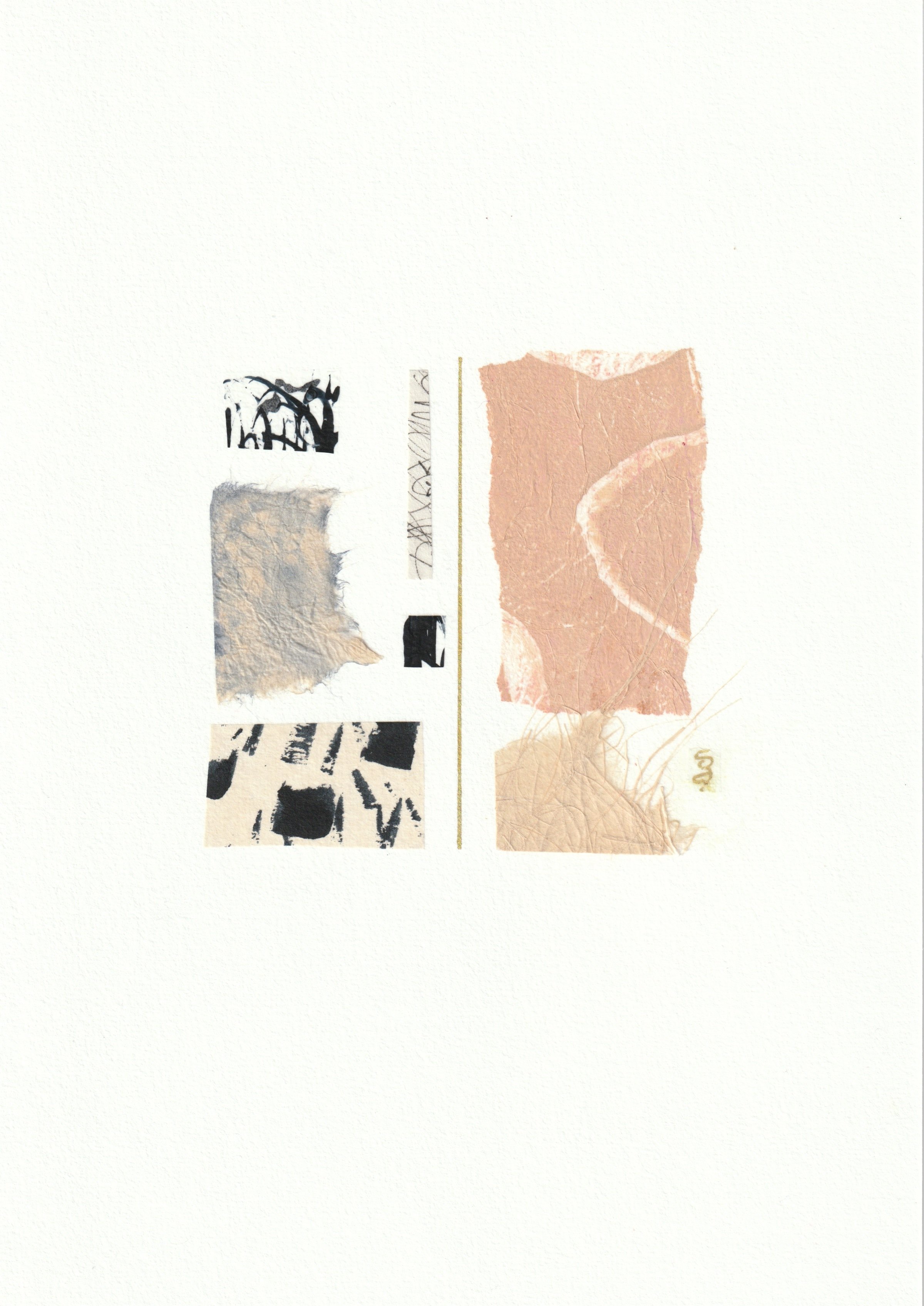 Seuil · 21x29,7 cm ·  papier de soie et washi peints, monotypes et feutre acrylique sur papier coton
