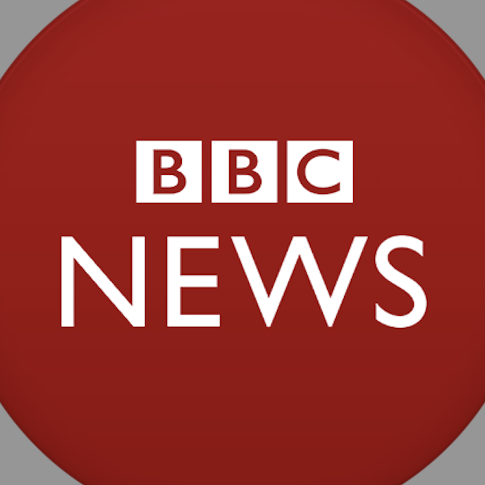 BBC News logo on a red circular background.