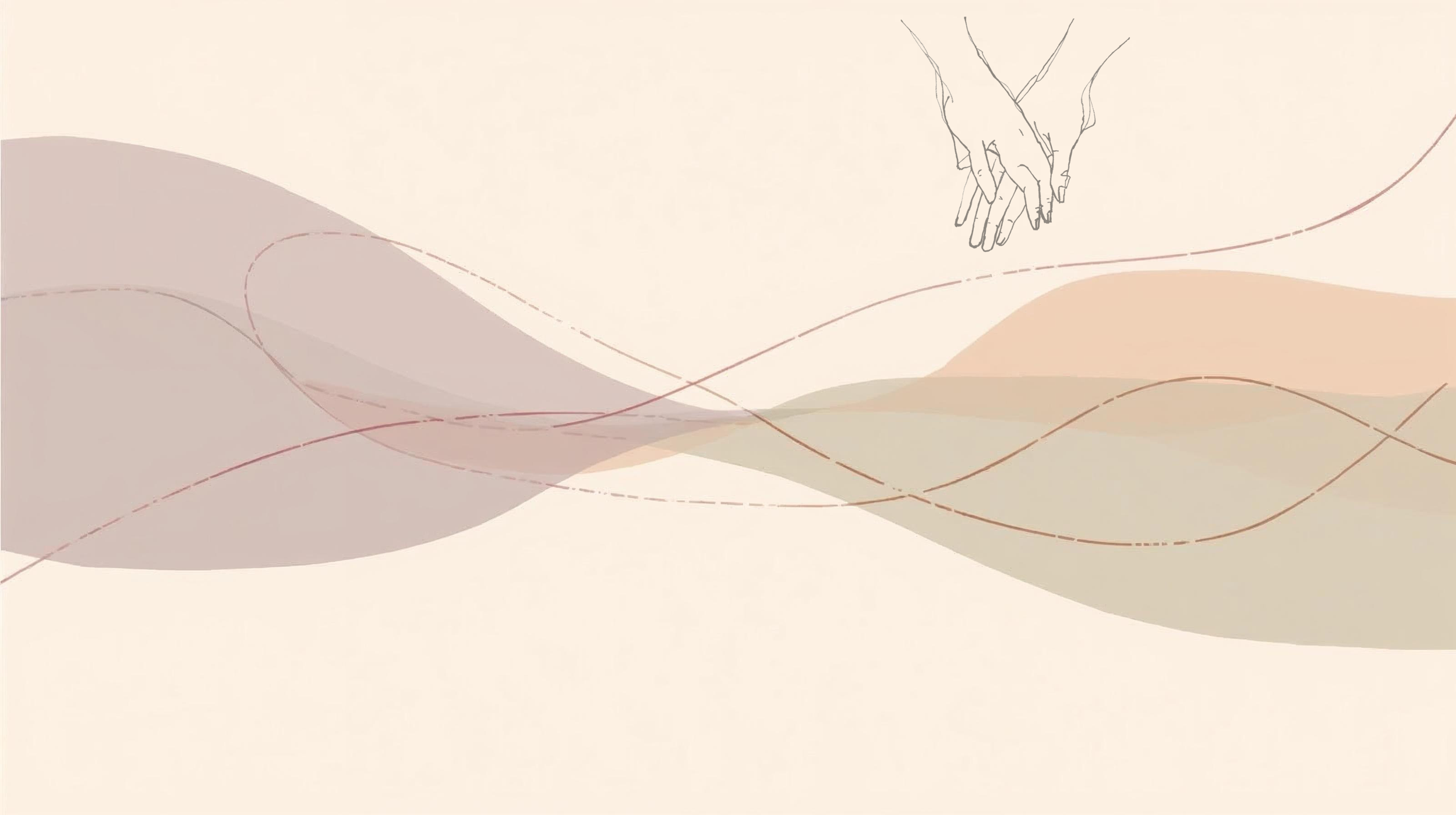 Minimalist illustration of two hands reaching toward each other representing connection and attachment style patterns