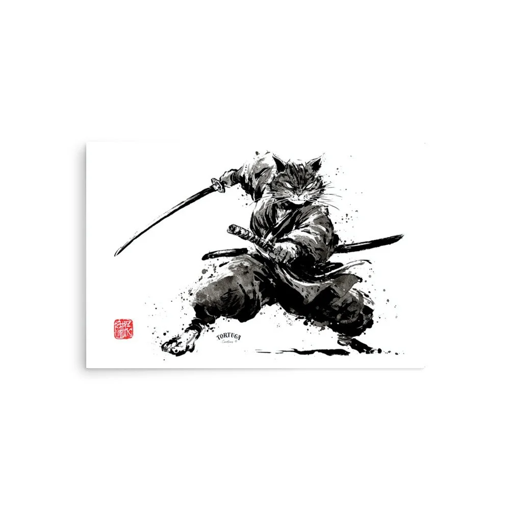 Samurai Cat Vol. 2: Traditional Ink Wash Poster