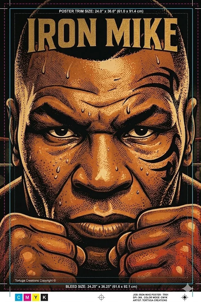 3 poster series of Iron Mike Tyson created by Tortuga Creations 2026
