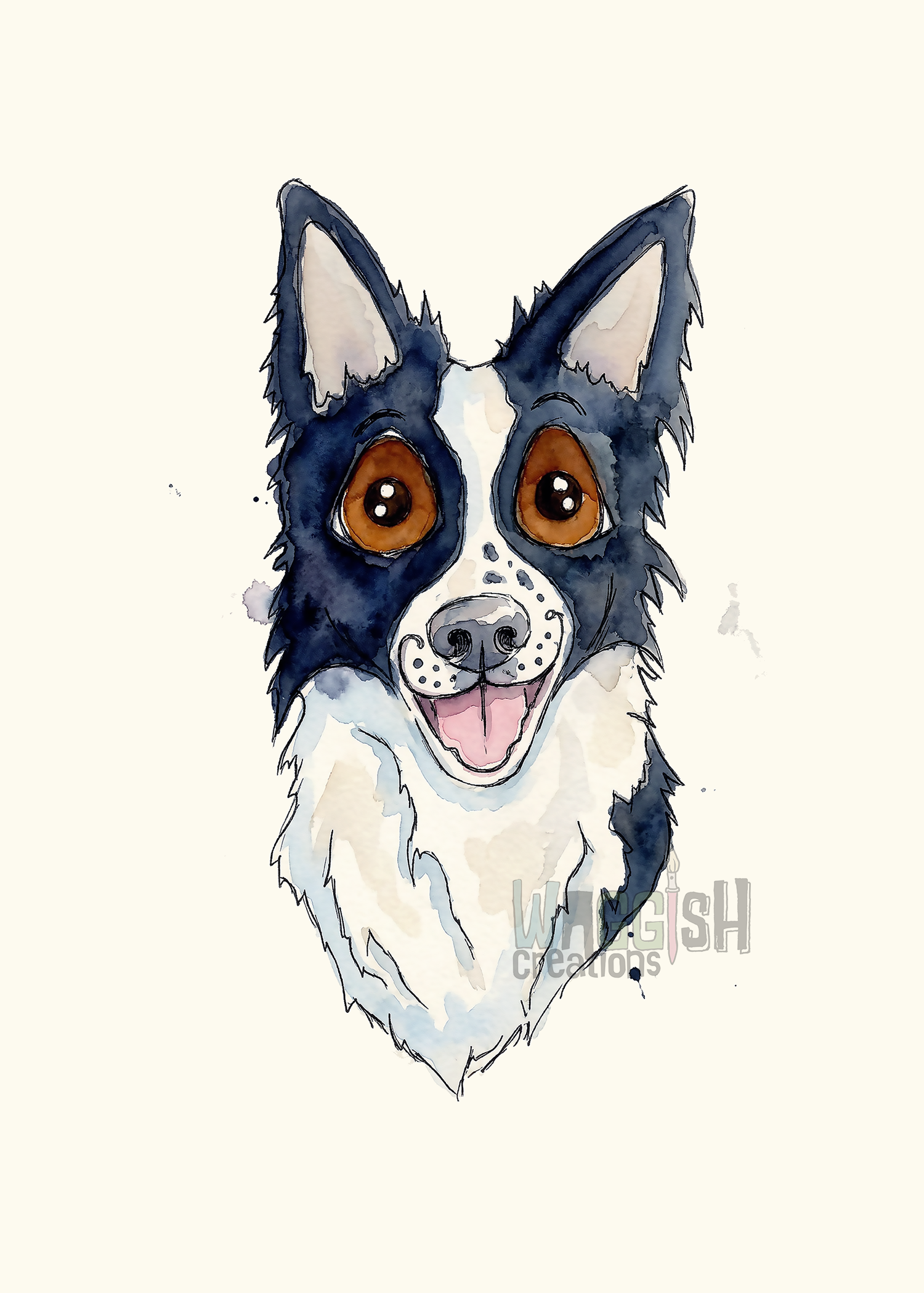 Border Collie Black & White Face