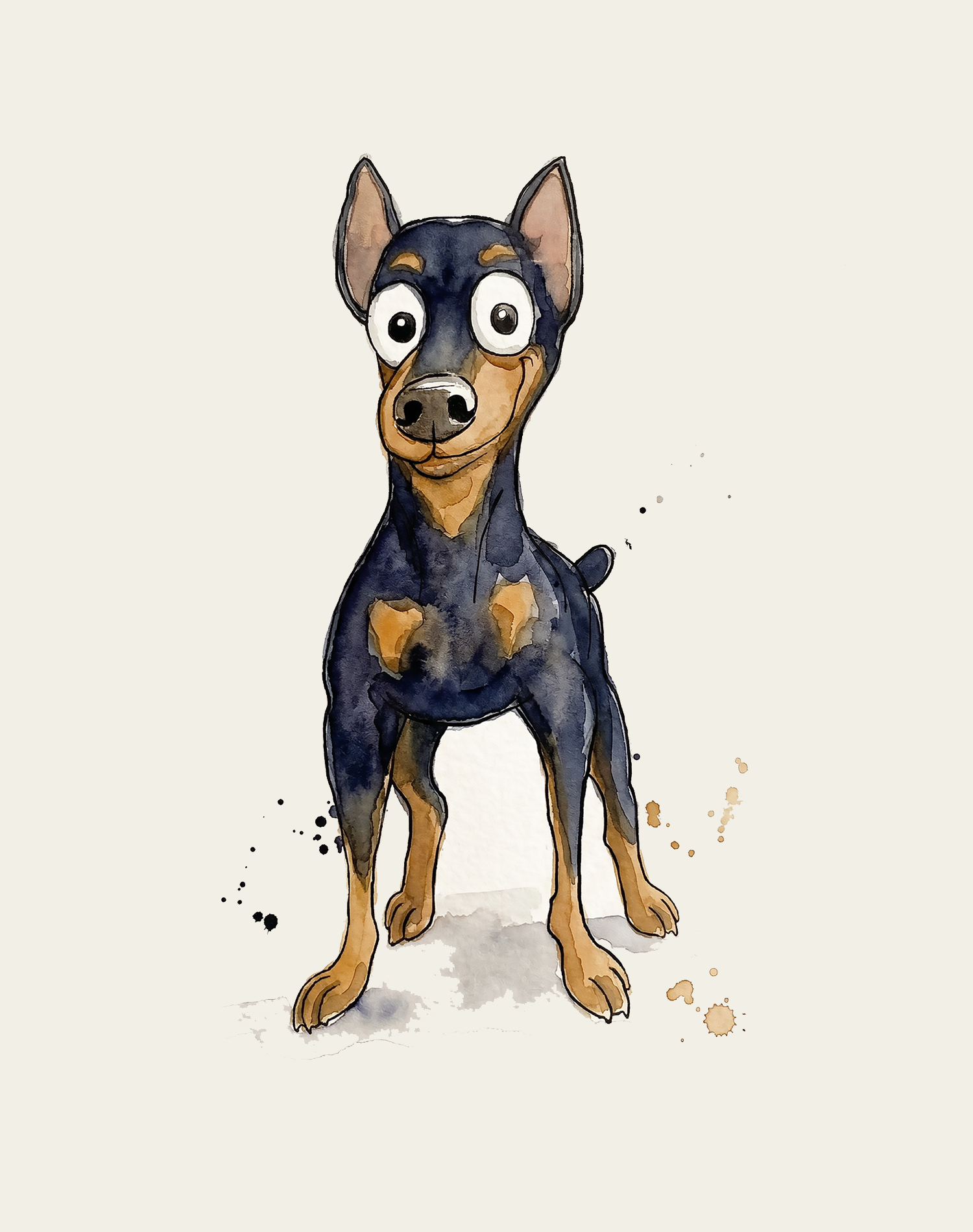 Miniature Pinscher with Cropped Ears