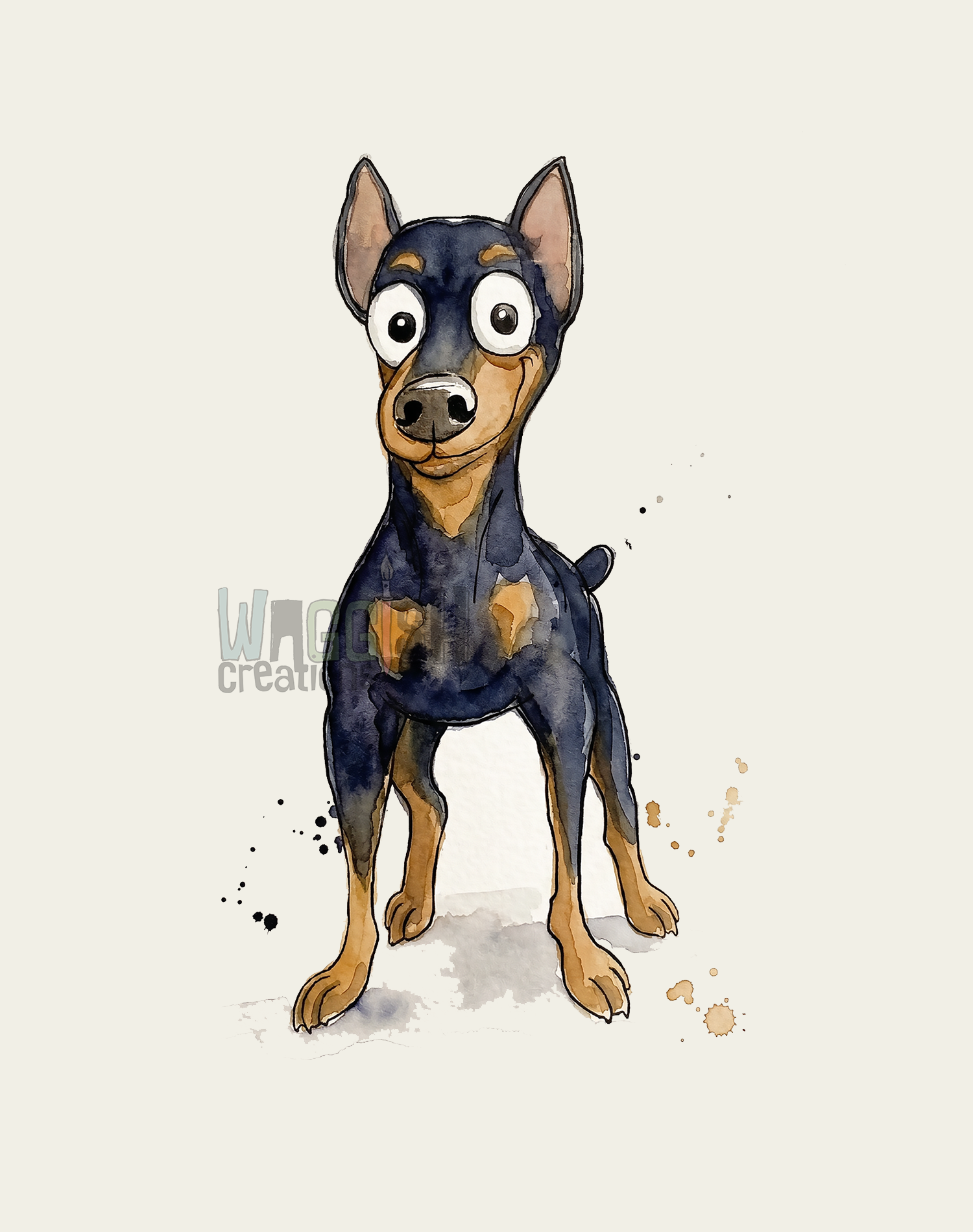 Miniature Pinscher with Cropped Ears