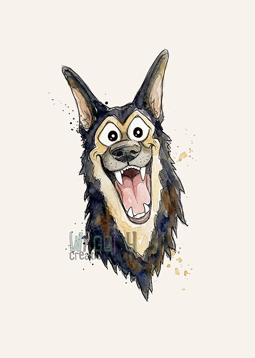 German Shepherd Smiling Face