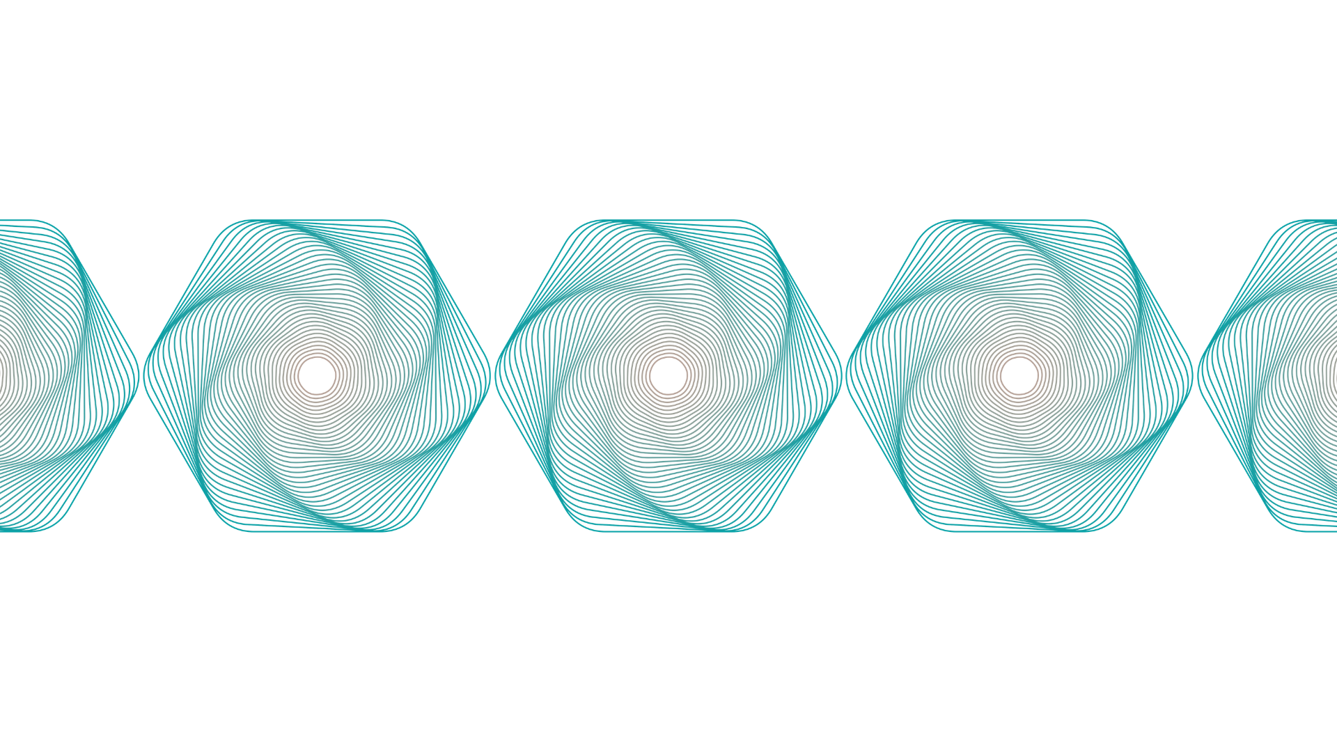 Abstract digital wave pattern of interlocking hexagonal shapes in blue tones on transparent background.