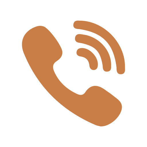 Icon of a phone receiver with sound waves indicating calling or communication.