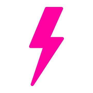 Pink lightning bolt icon on black background.