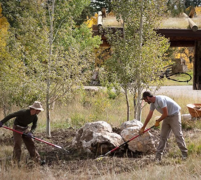 AVL crew performing lawn maintenance in Durango Colorado