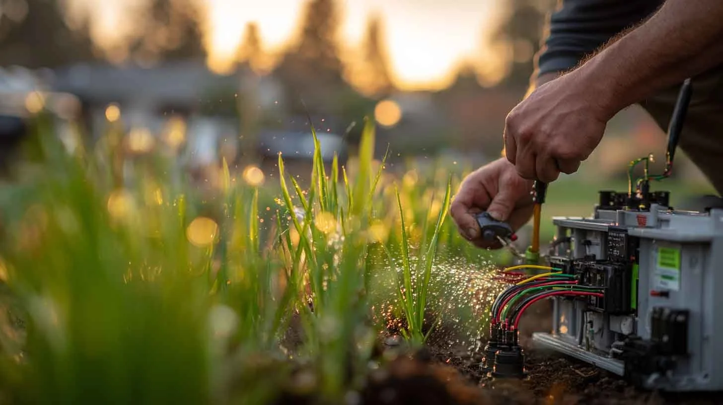 a man doing sprinkler maintenance and repair in durango and bayfield co