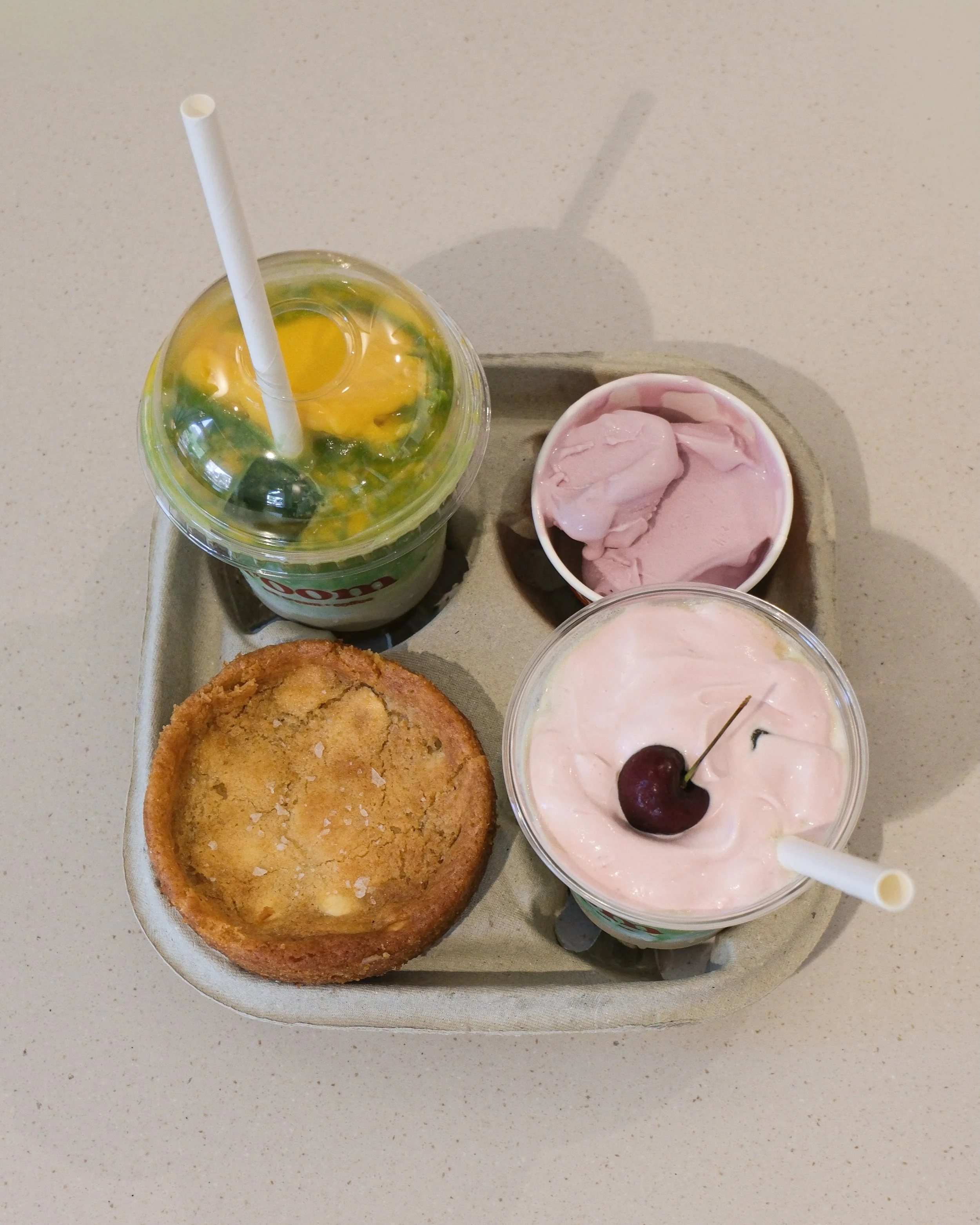 A little bit of everything. Matcha, ice cream and something sweet.