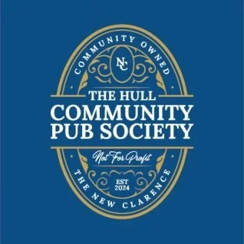 Logo for The Hull Community Pub Society, a community-owned pub established in 2024, located in New Clarence.