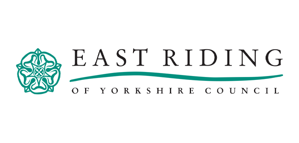 Logo for East Riding of Yorkshire Council with text and a green decorative emblem.