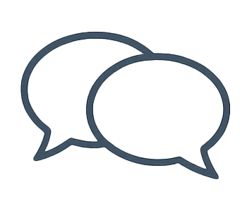 Two overlapping speech bubble icons in black outline.