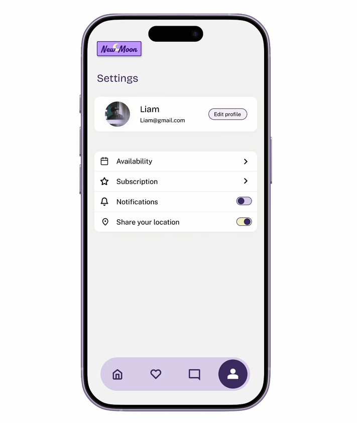 Gif walks through inputting availability in a weekly and monthly view