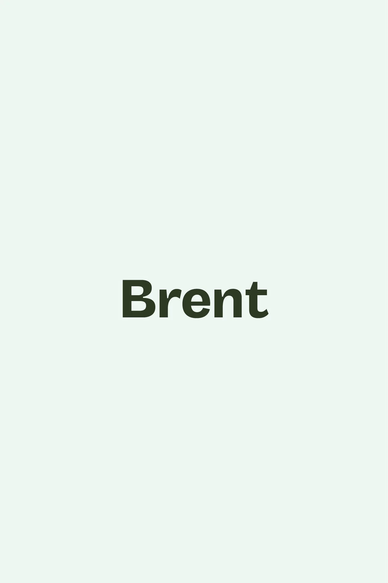 Text displaying the name 'Brent' on a light green background.