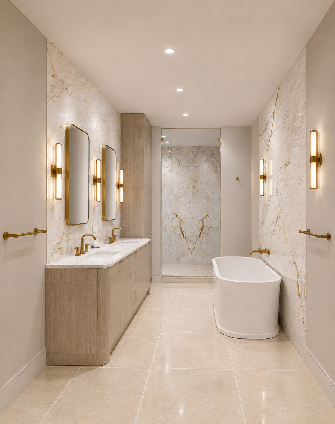 Upper West Side Limestone Mansion / Primary Bathroom Design Rendering
