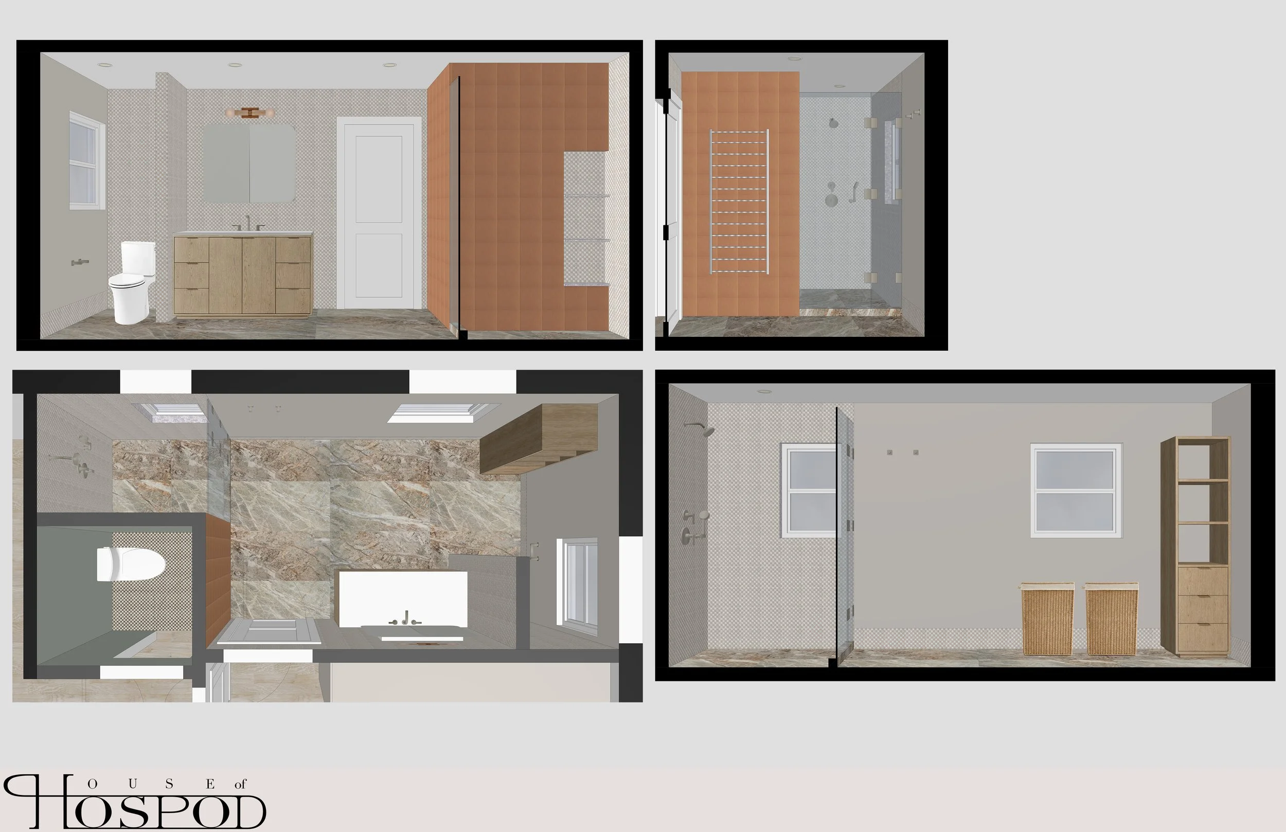 Hampton Bays Primary Suite Interior Design | Primary Bathroom Design Sketch