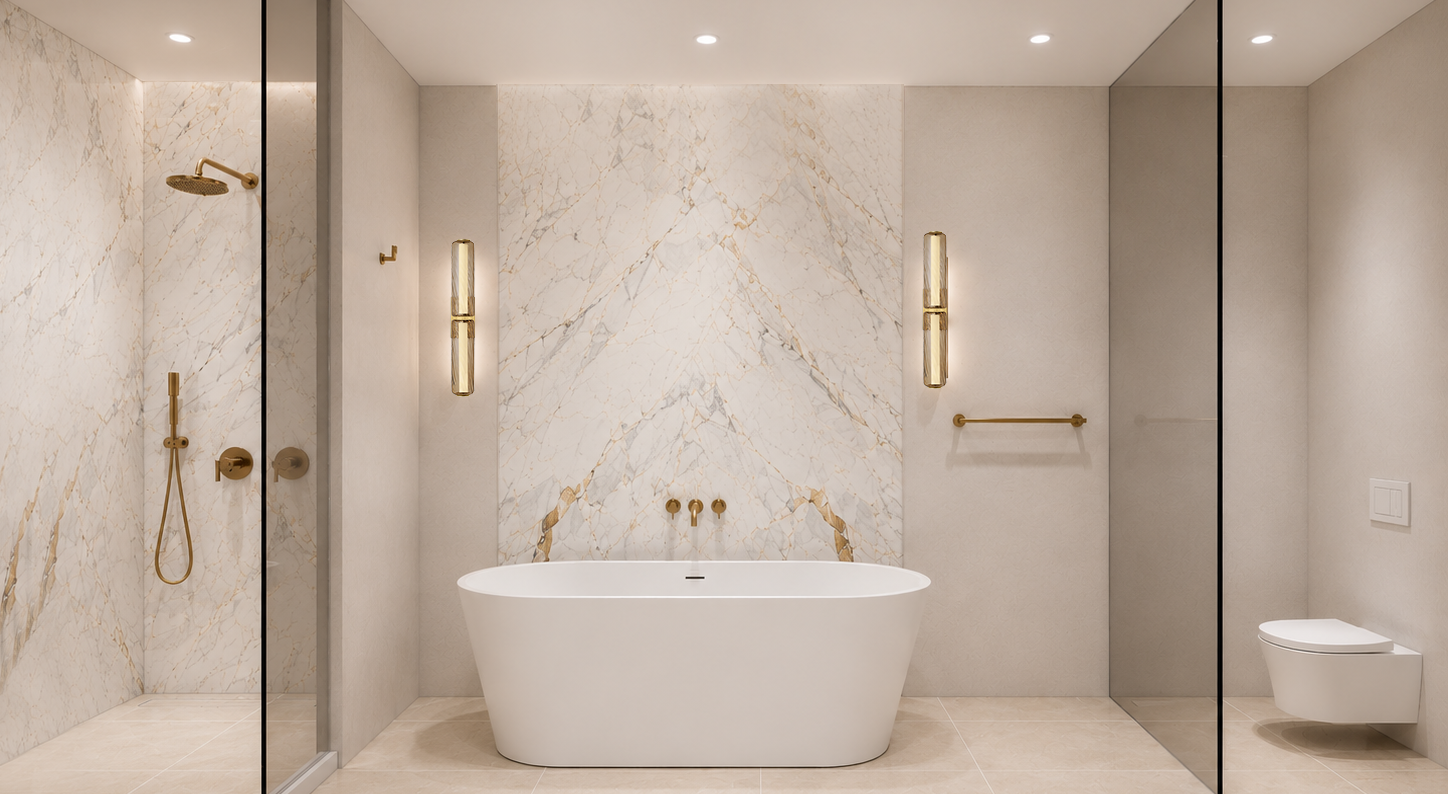 Upper West Side Limestone Mansion / Primary Bathroom Design Rendering