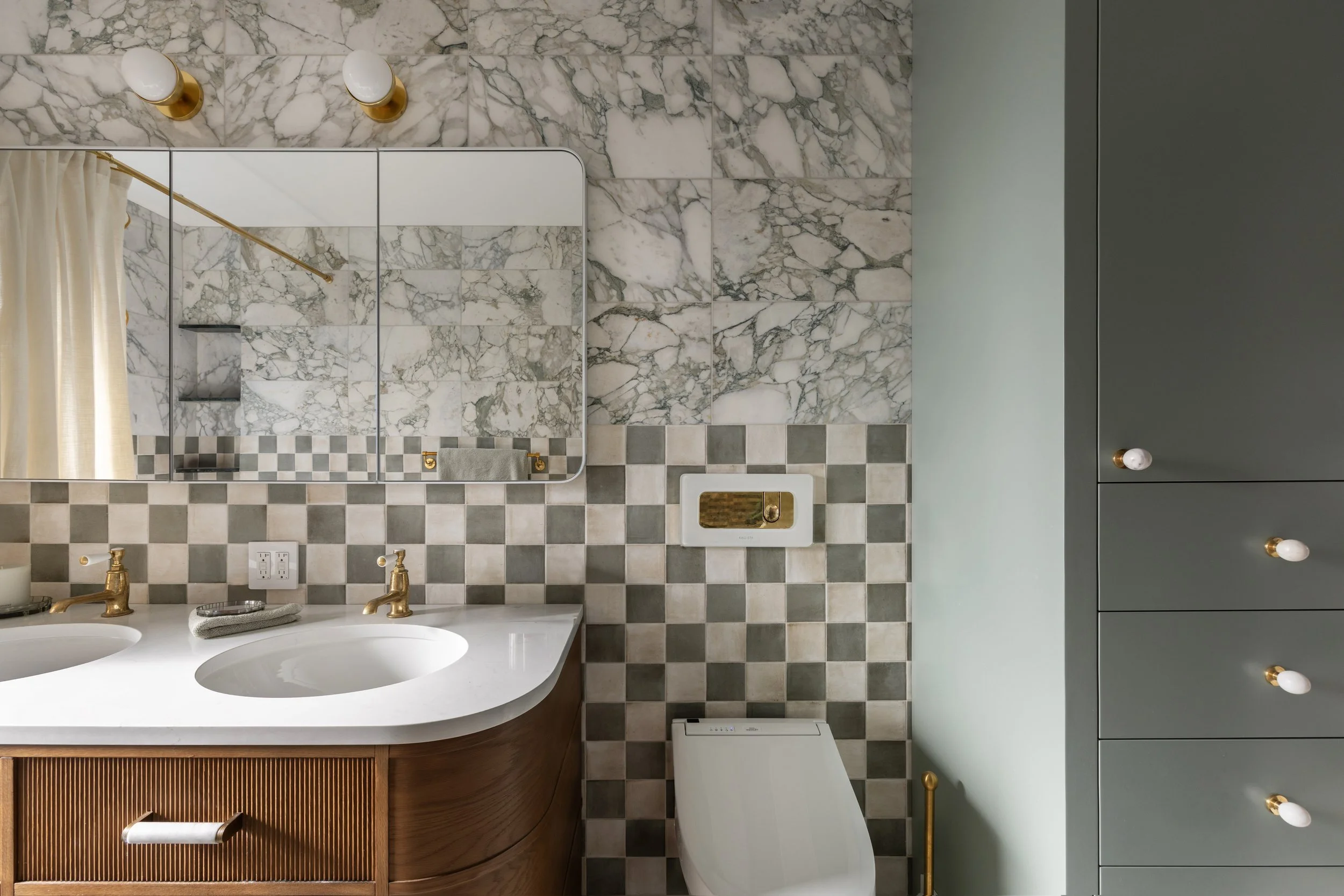 Park Slope Brooklyn Townhouse Renovation | Kids Checkerboard Bathroom 