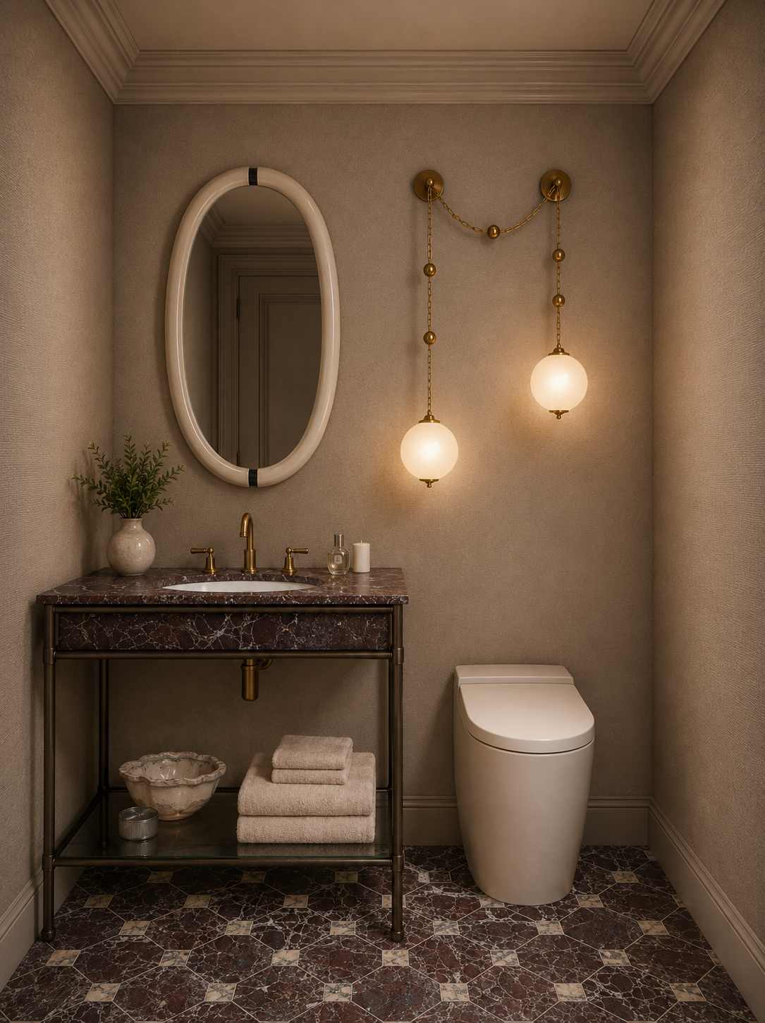 Upper West Side Limestone Mansion / Powder Room Design Rendering