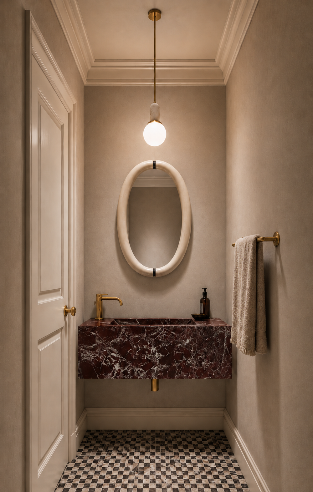 Upper West Side Limestone Mansion / Powder Room Design Rendering
