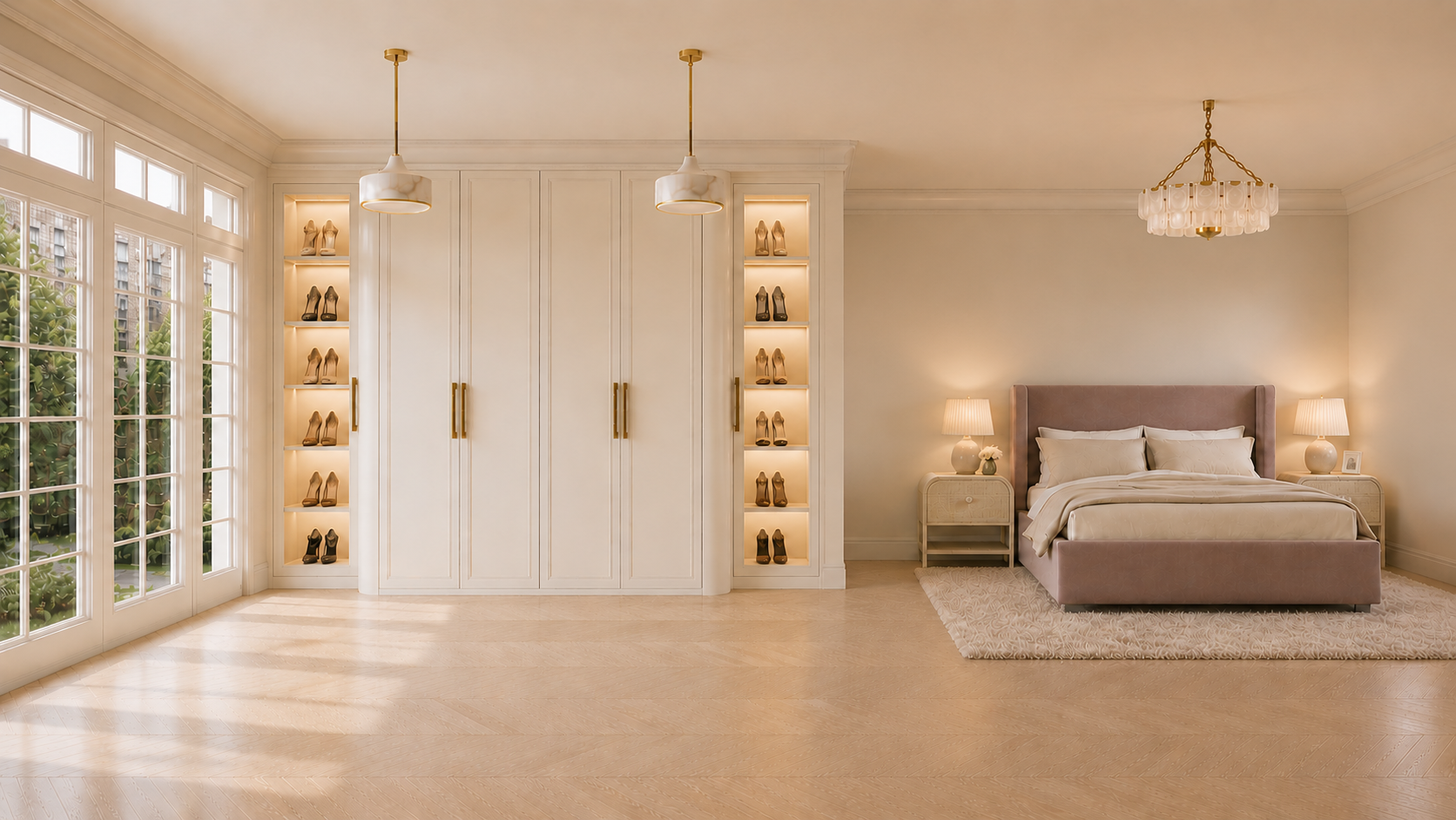 Upper West Side Limestone Mansion / Primary Bedroom Dressing Room Design Rendering